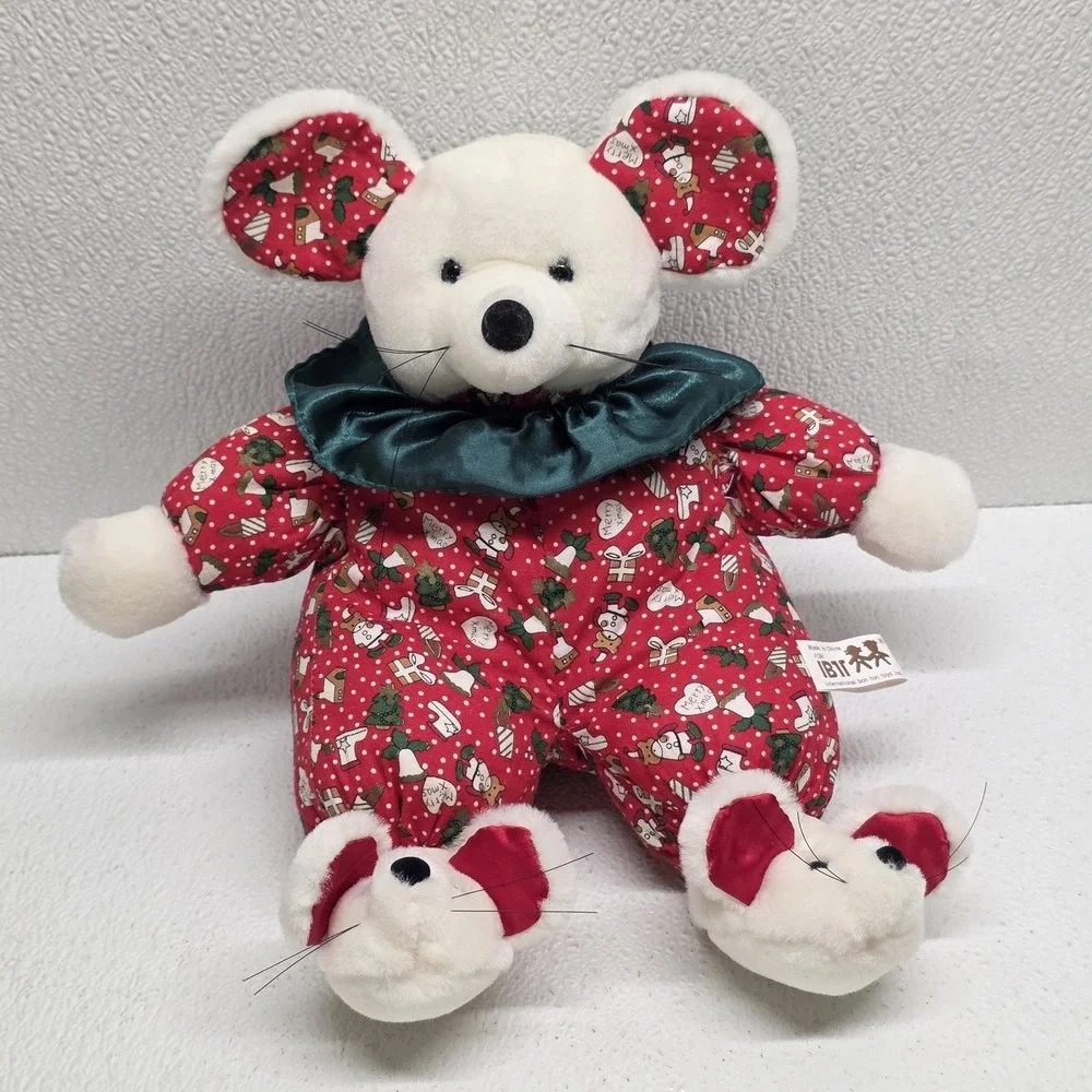 Vintage International Bon Ton Toys Christmas Mouse Slippers Plush IBT